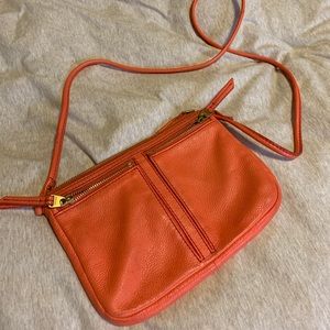 Orange Fossil crossbody Leather purse